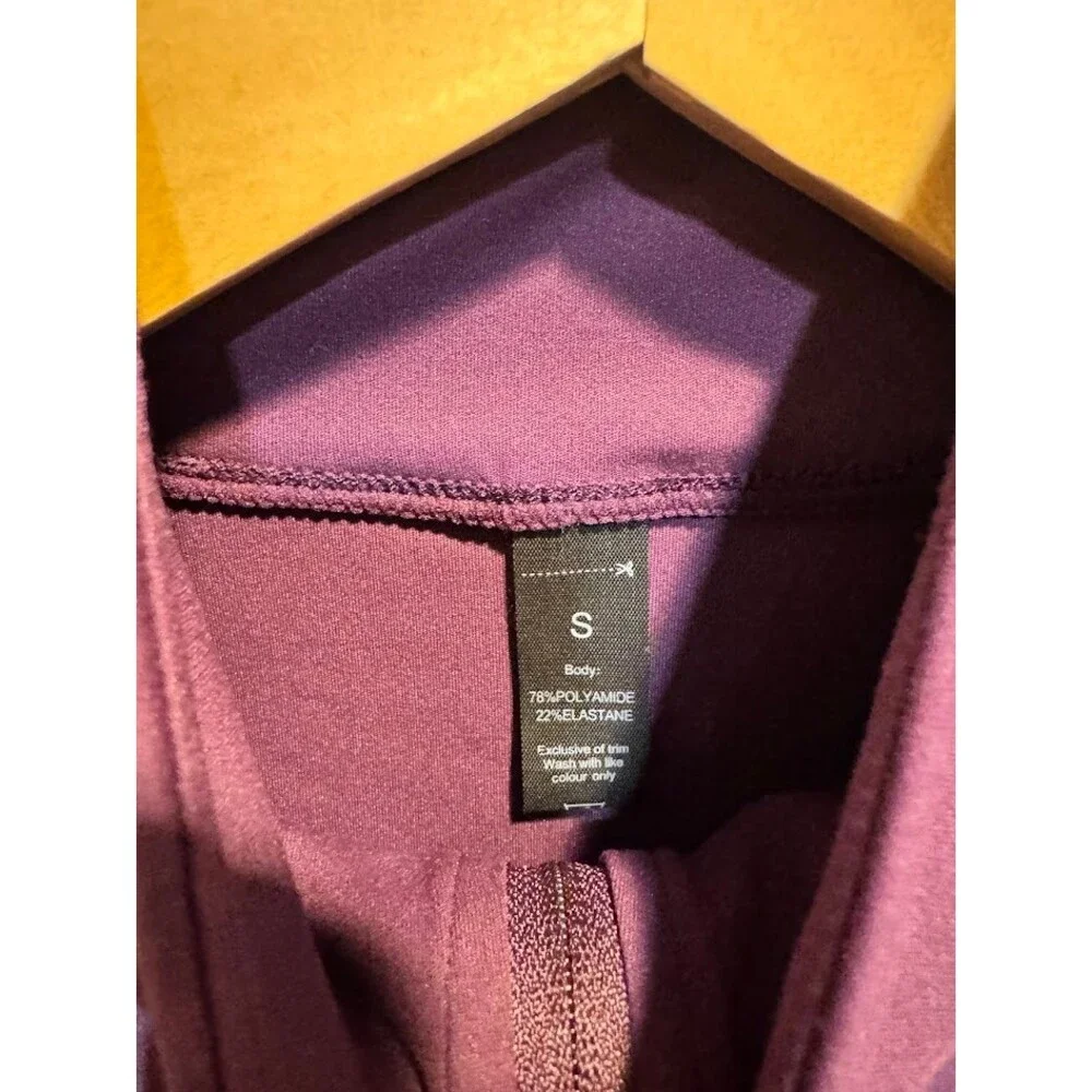 Cropped Zip Jacket Purple Snatched Fit Thumbholes Gym Yoga Athletic Small - Picture 5 of 5